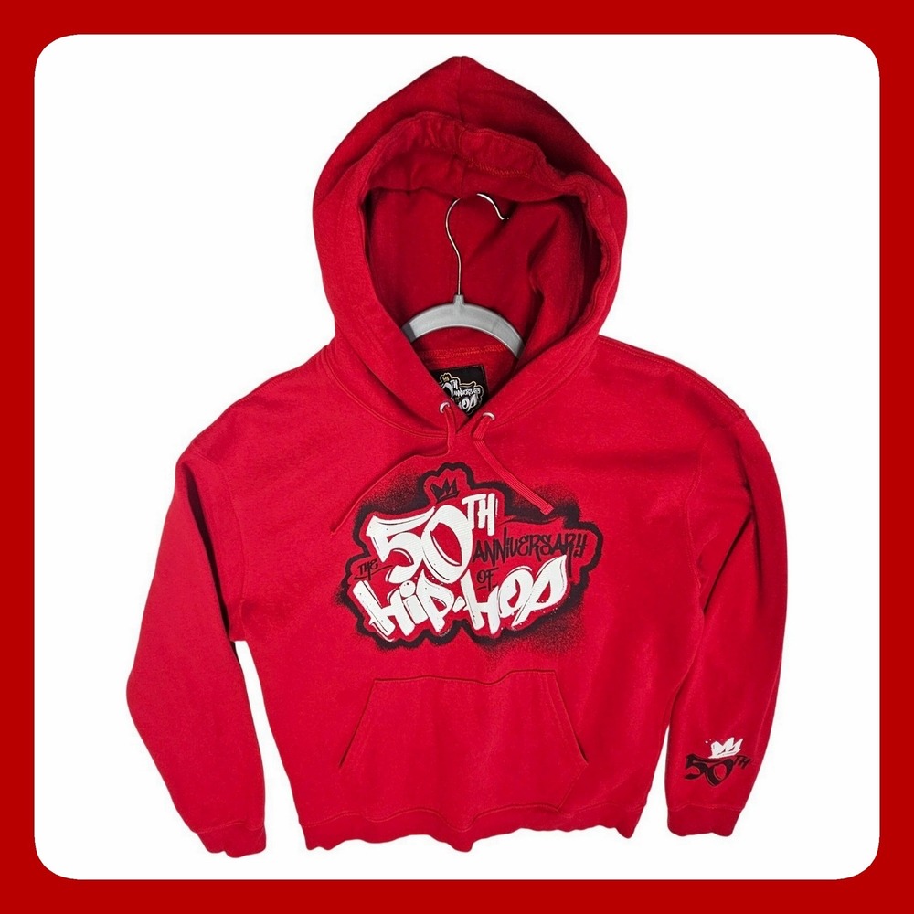 50th Anniversary Hip-Hop Hoodie XL Mens Red Graffiti Sweatshirt Rap Hip Hop